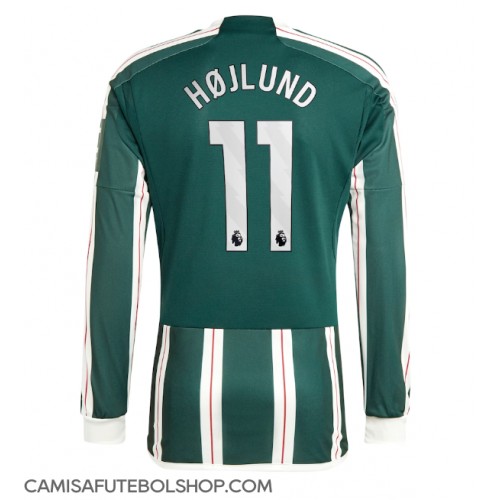Camisa de time de futebol Manchester United Rasmus Hojlund #11 Replicas 2º Equipamento 2023-24 Manga Comprida